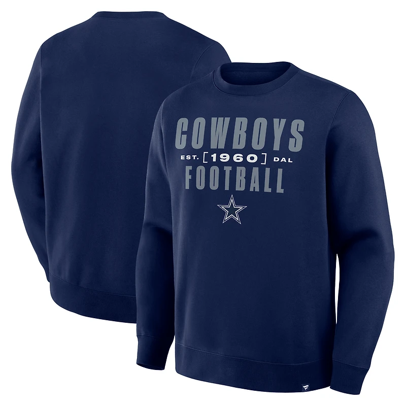 Sweat-shirt Fanatics bleu marine pour homme, motif Powerful Throw Legacy des Cowboys de Dallas