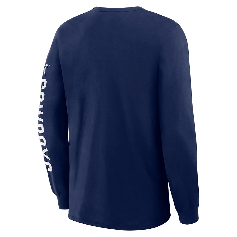 T-shirt à manches longues Fanatics bleu marine Dallas Cowboys Sweep Legacy pour homme