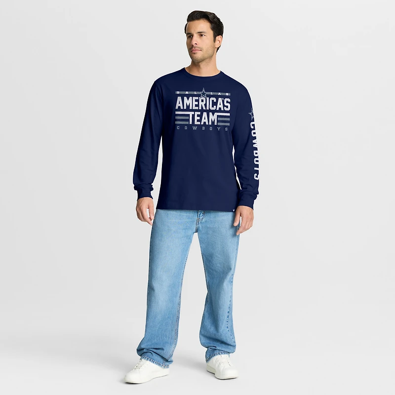T-shirt à manches longues Fanatics bleu marine Dallas Cowboys Sweep Legacy pour homme