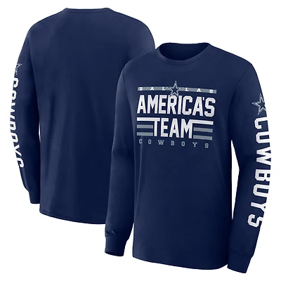 T-shirt à manches longues Fanatics bleu marine Dallas Cowboys Sweep Legacy pour homme