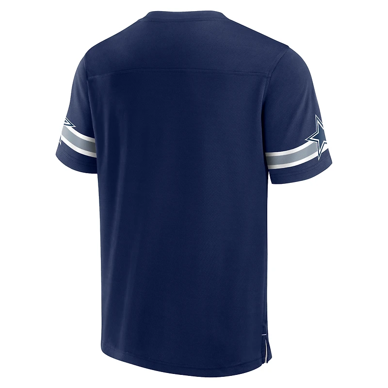 T-shirt en jersey à col V Fanatics pour hommes, bleu marine, Dallas Cowboys Tackle