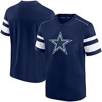 Men's Fanatics Navy Dallas Cowboys Textured Hashmark V-Neck T-Shirt