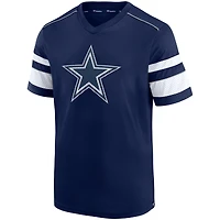 Men's Fanatics Navy Dallas Cowboys Textured Hashmark V-Neck T-Shirt