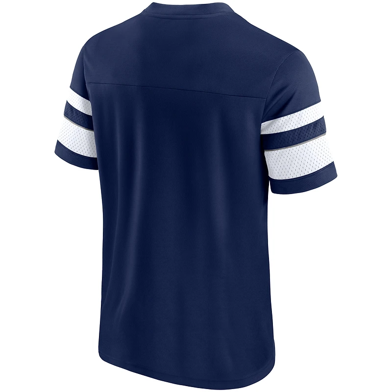 Men's Fanatics Navy Dallas Cowboys Textured Hashmark V-Neck T-Shirt