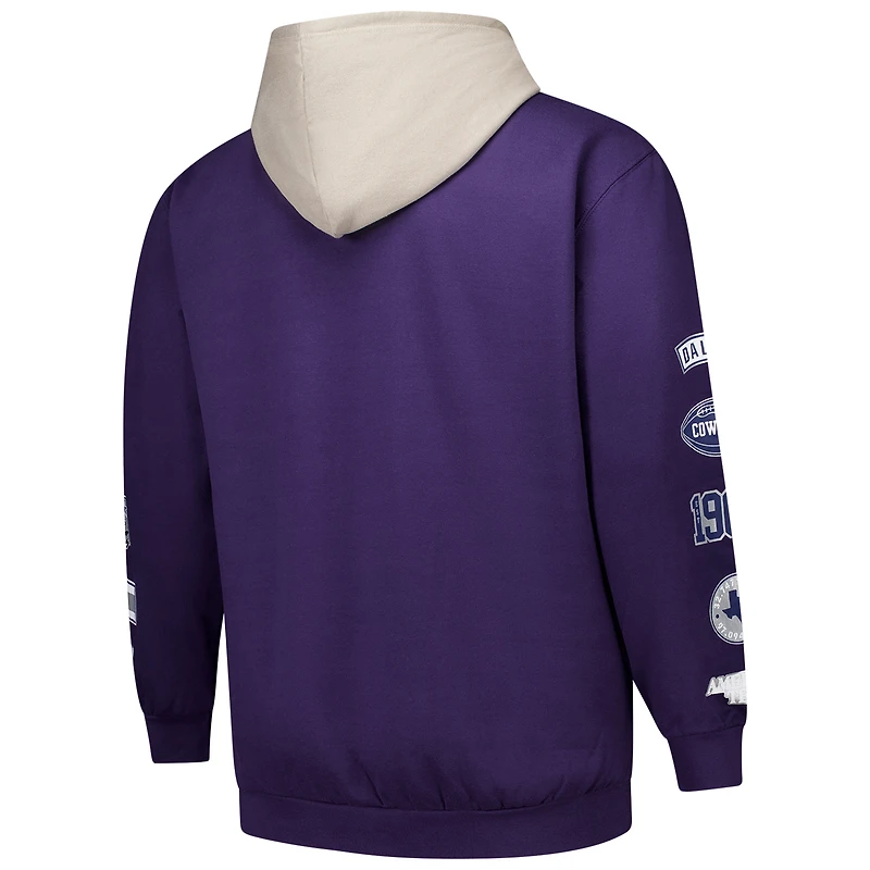 Sweat à capuche violet Dallas Cowboys Fanatics pour hommes, grande taille et patché
