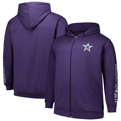 Men's Fanatics  Purple Dallas Cowboys Big & Tall Sleeve Hit Full-Zip Hoodie