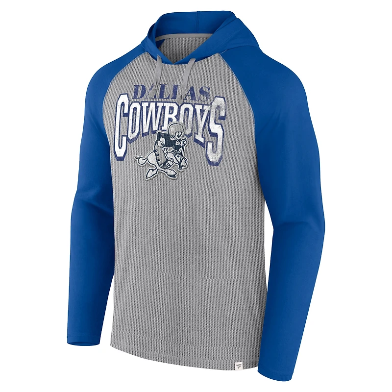 T-shirt à capuche manches longues Fanatics pour hommes, argent/bleu marine, Dallas Cowboys Under Center