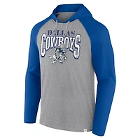 T-shirt à capuche manches longues Fanatics pour hommes, argent/bleu marine, Dallas Cowboys Under Center