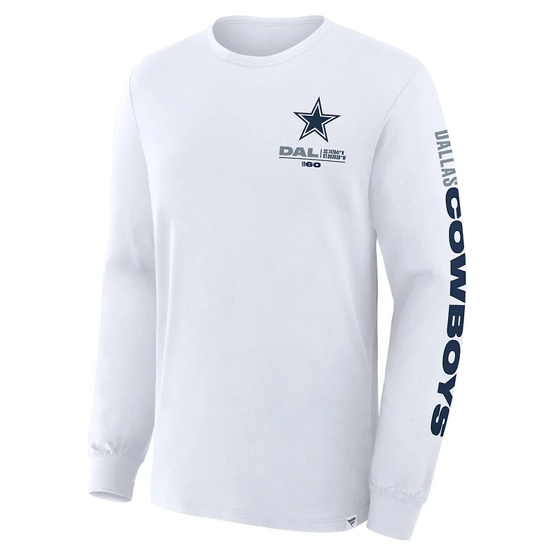 Men's Fanatics White Dallas Cowboys Big & Tall Clock Management Legacy Long Sleeve T-Shirt