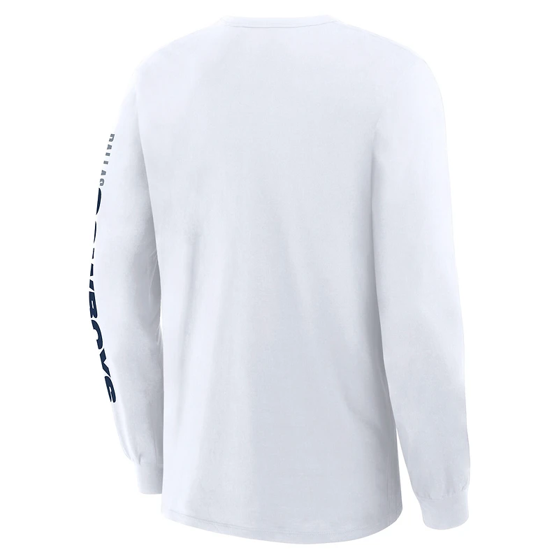 Men's Fanatics White Dallas Cowboys Big & Tall Clock Management Legacy Long Sleeve T-Shirt