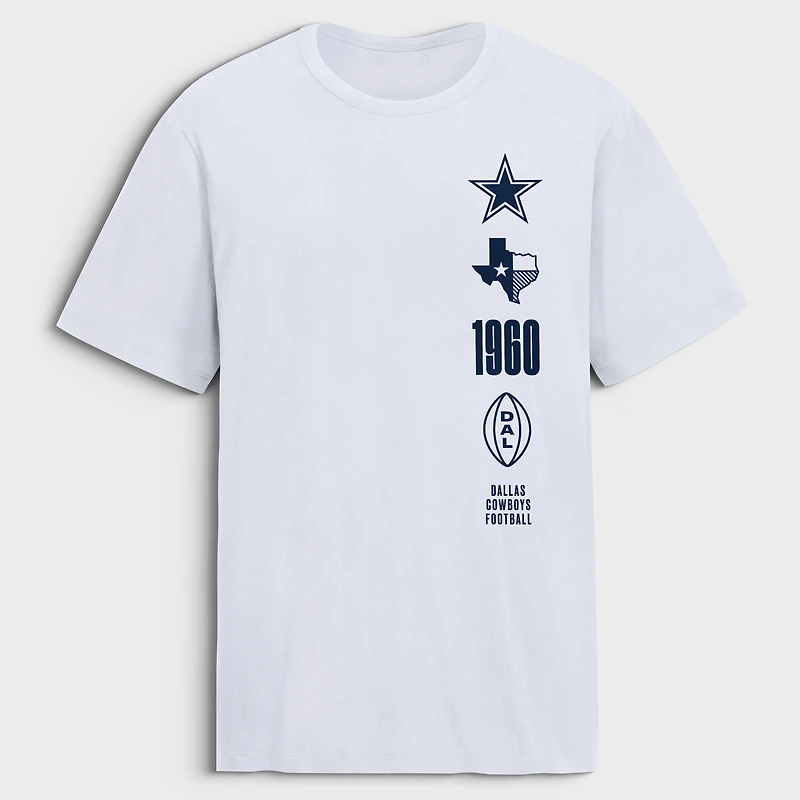 T-shirt Fanatics blanc pour homme Dallas Cowboys Breaking Tackles Legacy