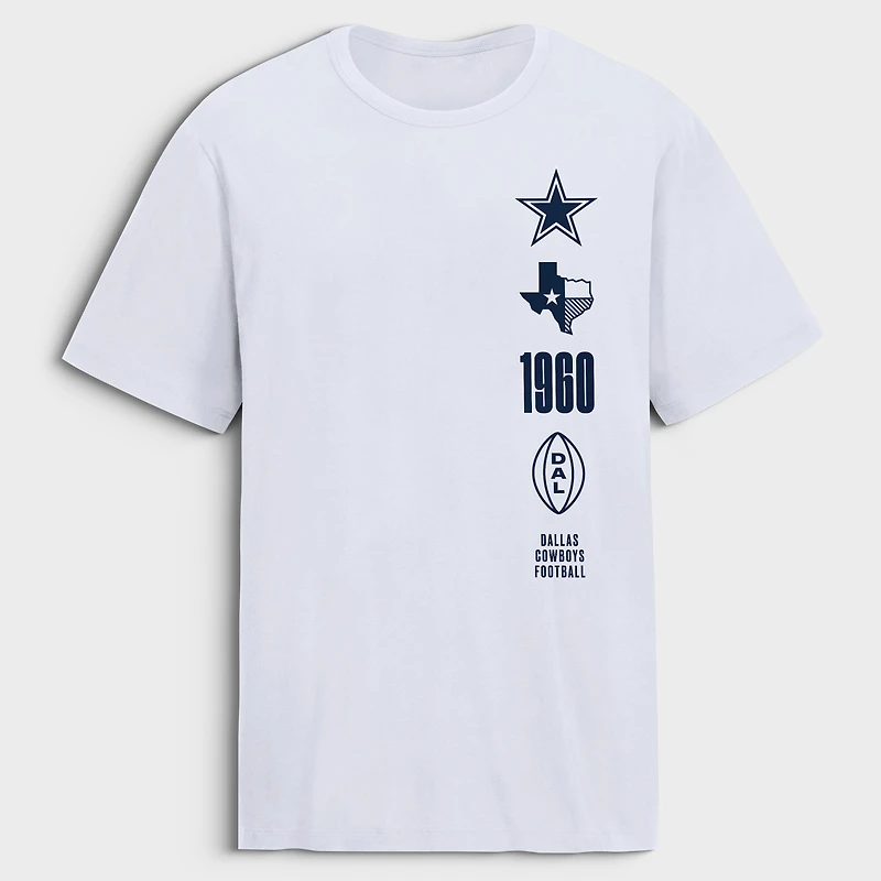 T-shirt Fanatics blanc pour homme Dallas Cowboys Breaking Tackles Legacy