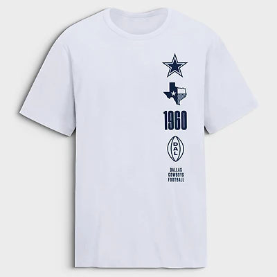 T-shirt Fanatics blanc pour homme Dallas Cowboys Breaking Tackles Legacy