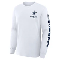 T-shirt à manches longues blanc Fanatics pour homme, motif horloge des Cowboys de Dallas, Legacy