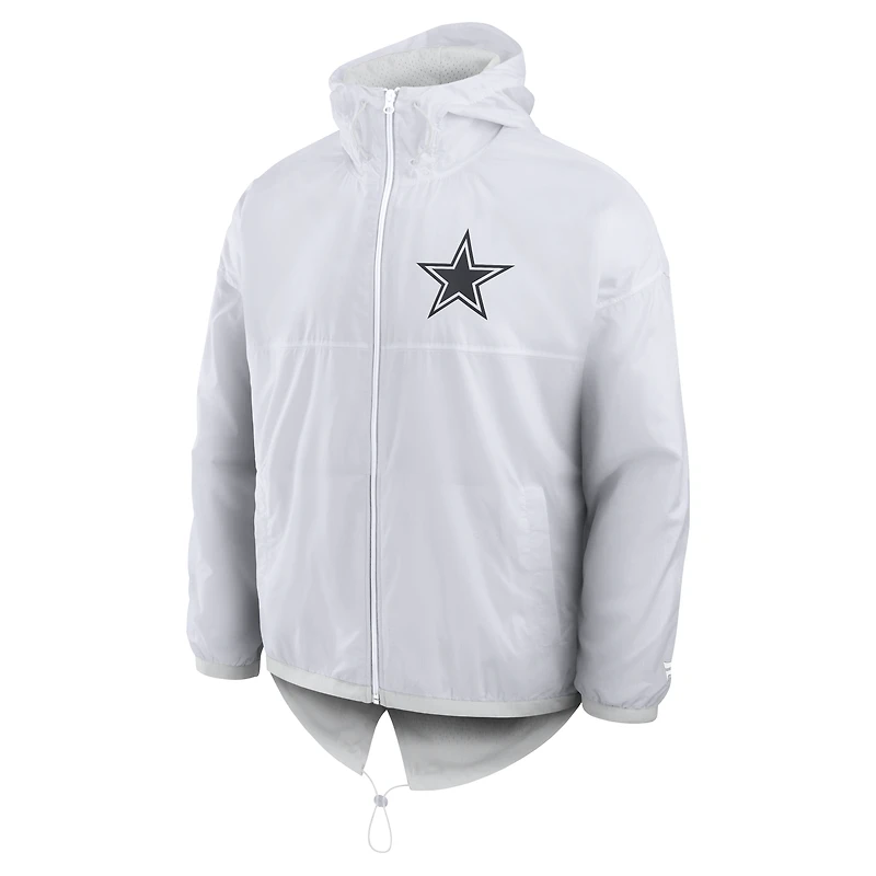 Doudoune zippée blanche Dallas Cowboys pour homme, modèle Fanatics.