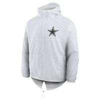 Doudoune zippée blanche Dallas Cowboys pour homme, modèle Fanatics.