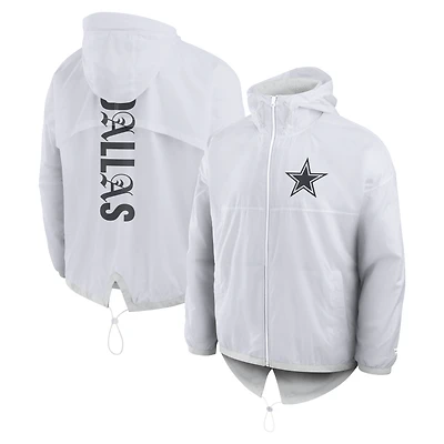 Doudoune zippée blanche Dallas Cowboys pour homme, modèle Fanatics.