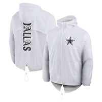 Doudoune zippée blanche Dallas Cowboys pour homme, modèle Fanatics.