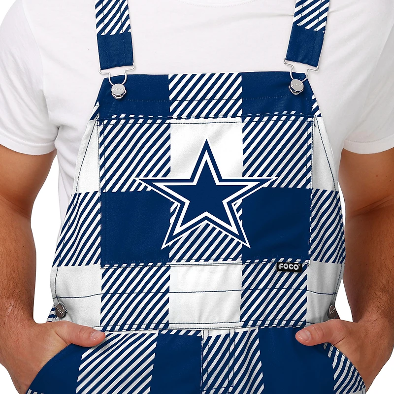 Salopette à carreaux avec grand logo Dallas Cowboys bleu marine FOCO pour homme