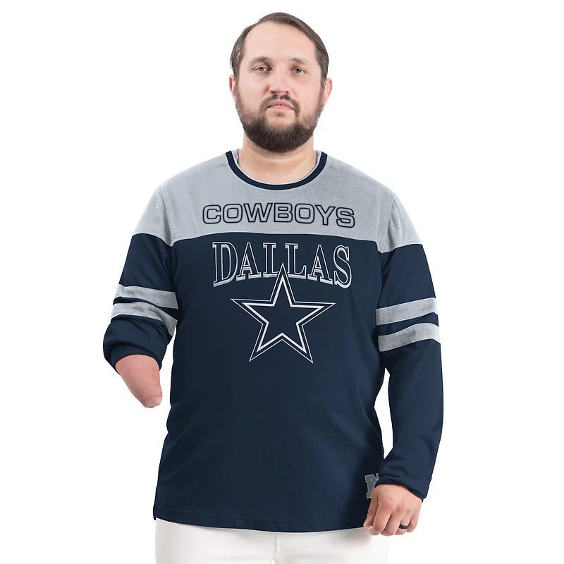 T-shirt à manches longues adaptatif G-III Sports by Carl Banks bleu marine/argent des Cowboys de Dallas pour homme
