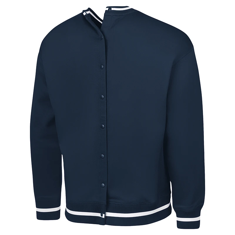 Men's G-III Sports by Carl Banks Navy Dallas Cowboys Adaptive Blocker Fleece Pullover Sweatshirt