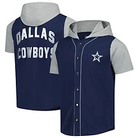 Haut boutonné magnétique adaptatif G-III Sports by Carl Banks bleu marine pour homme, équipe à domicile des Cowboys de Dallas