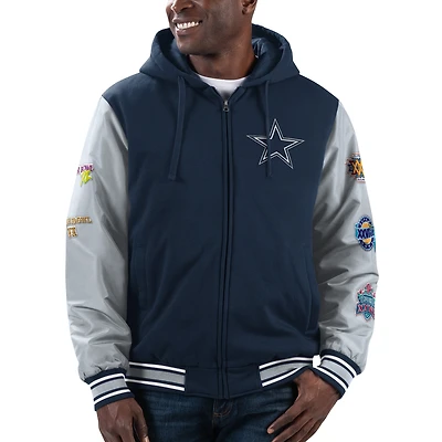 Men's G-III Sports by Carl Banks Navy Dallas Cowboys Player Option Colorblock Full-Zip Hoodie Jacket
