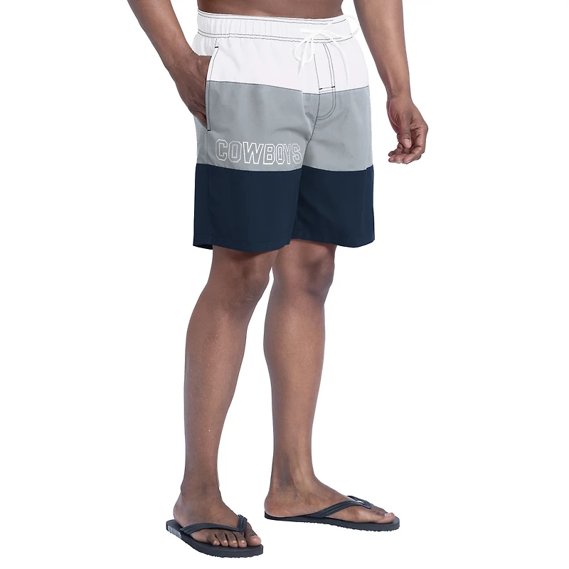 Men's G-III Sports by Carl Banks  White/Navy Dallas Cowboys Sunrise Volley Swim Shorts