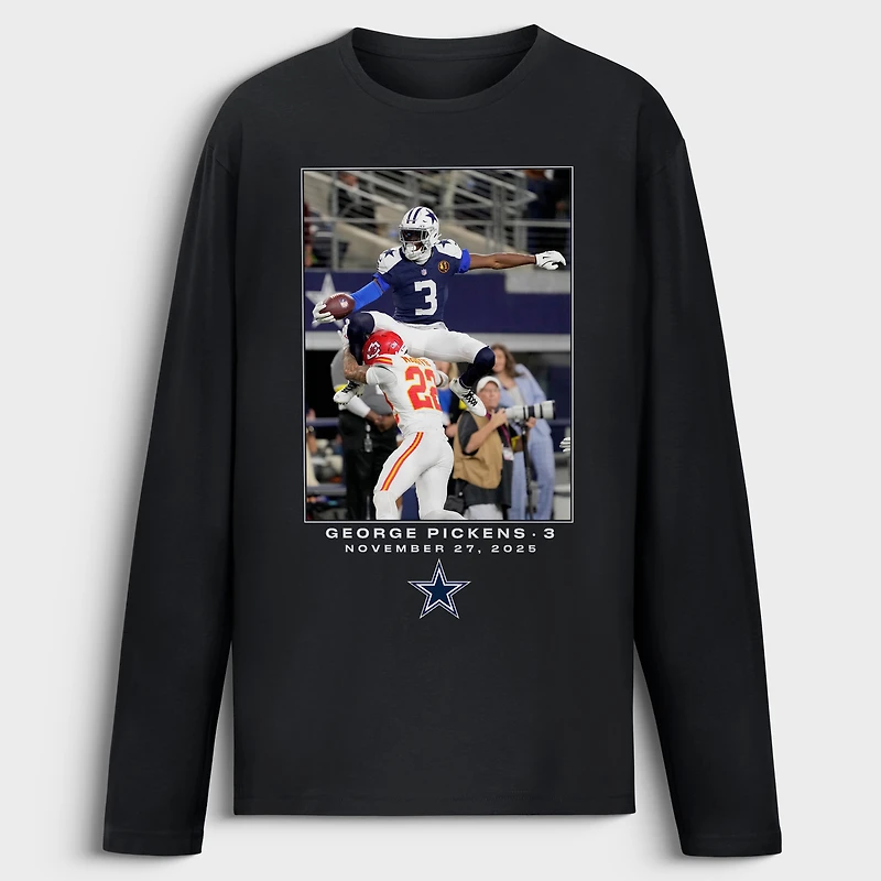 Men's George Pickens Black Dallas Cowboys NFL Flash Features Week 13 Long Sleeve T-Shirt