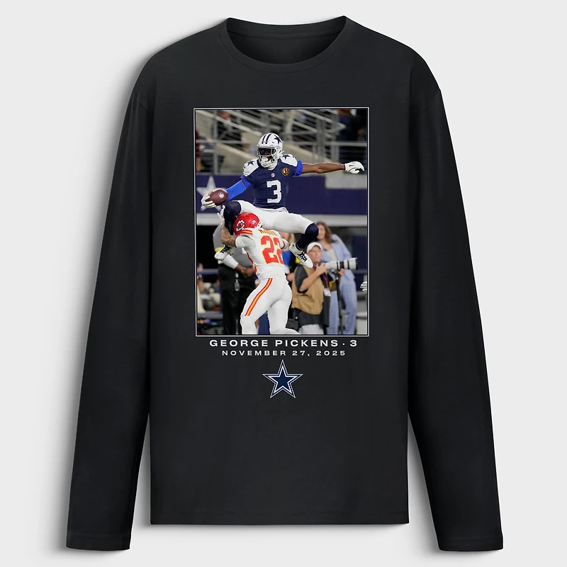 T-shirt à manches longues George Pickens noir Dallas Cowboys NFL Flash Features Semaine 13
