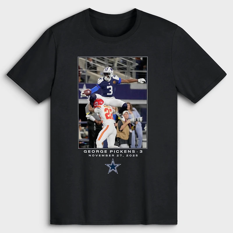 Men's George Pickens Black Dallas Cowboys NFL Flash Features Week 13 T-Shirt