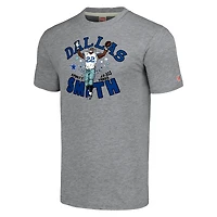 T-shirt à trois mélanges pour hommes, hommage Emmitt Smith, gris chiné, caricature des Cowboys de Dallas, joueur retraité