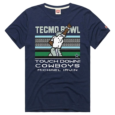 Men's Homage Michael Irvin Navy Dallas Cowboys Tecmo Bowl Retired Player Graphic Tri-Blend T-Shirt