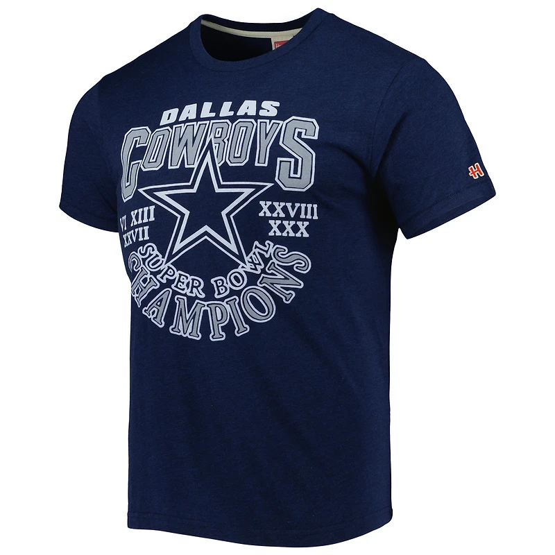 Men's Homage Navy Dallas Cowboys Super Bowl Classics Tri-Blend T-Shirt