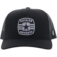 Men's HOOey Black Dallas Cowboys Patch Rope Trucker Adjustable Hat