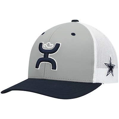Casquette HOOey Dallas Cowboys Tri-Color H Trucker Snapback gris/bleu marine pour homme