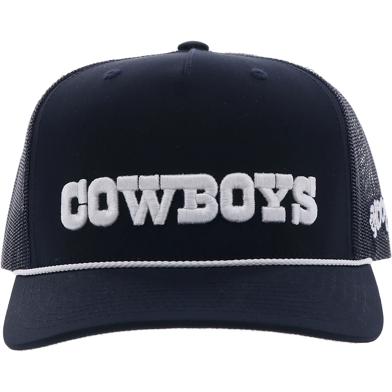 Casquette réglable HOOey Dallas Cowboys Wordmark Rope Trucker pour homme, bleu marine