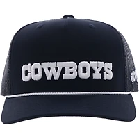Casquette réglable HOOey Dallas Cowboys Wordmark Rope Trucker pour homme, bleu marine