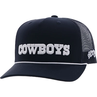 Casquette réglable HOOey Dallas Cowboys Wordmark Rope Trucker pour homme, bleu marine