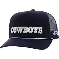 Casquette réglable HOOey Dallas Cowboys Wordmark Rope Trucker pour homme, bleu marine
