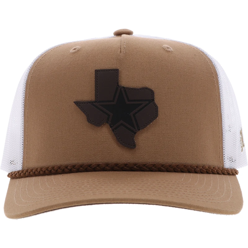 Men's HOOey Tan/White Dallas Cowboys Leather Texas Patch Trucker Snapback Hat