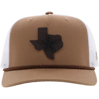 Men's HOOey Tan/White Dallas Cowboys Leather Texas Patch Trucker Snapback Hat
