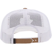 Men's HOOey Tan/White Dallas Cowboys Leather Texas Patch Trucker Snapback Hat