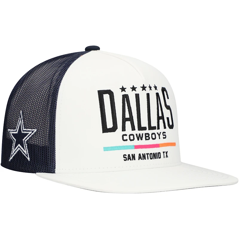 Men's HOOey White/Navy Dallas Cowboys San Antonio Trucker Snapback Hat