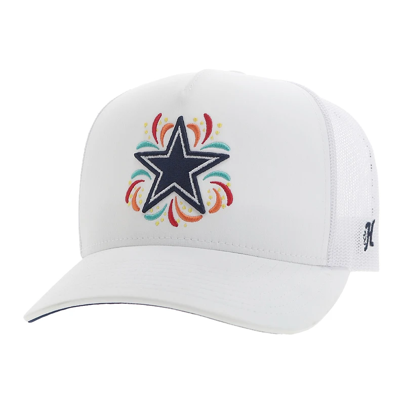 Men's HOOey White Dallas Cowboys NFL Fiesta Adjustable Trucker Hat