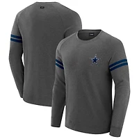 Sweat-shirt à manches longues raglan tri-blend gris chiné foncé J. Palmer pour homme des Cowboys de Dallas