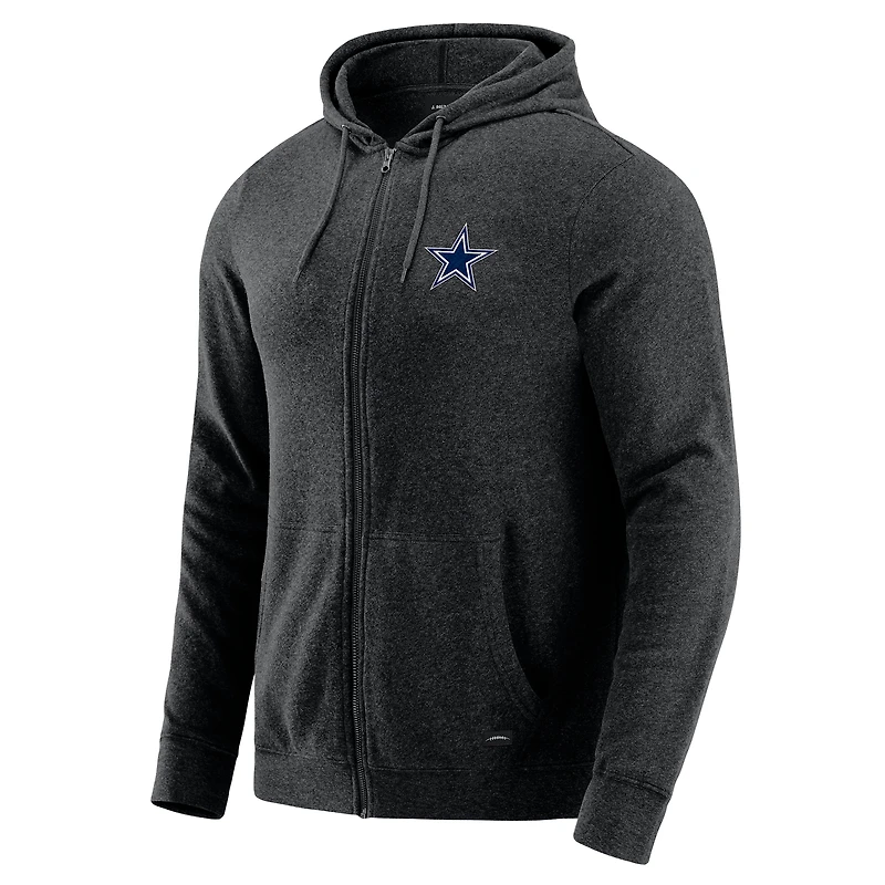 Sweat à capuche zippé tri-blend gris chiné foncé J. Palmer pour homme des Cowboys de Dallas Players Lounge