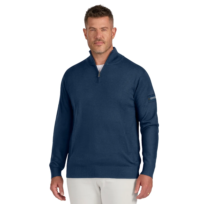 Men's J. Palmer Navy Dallas Cowboys Franchise Quarter-Zip Sweater