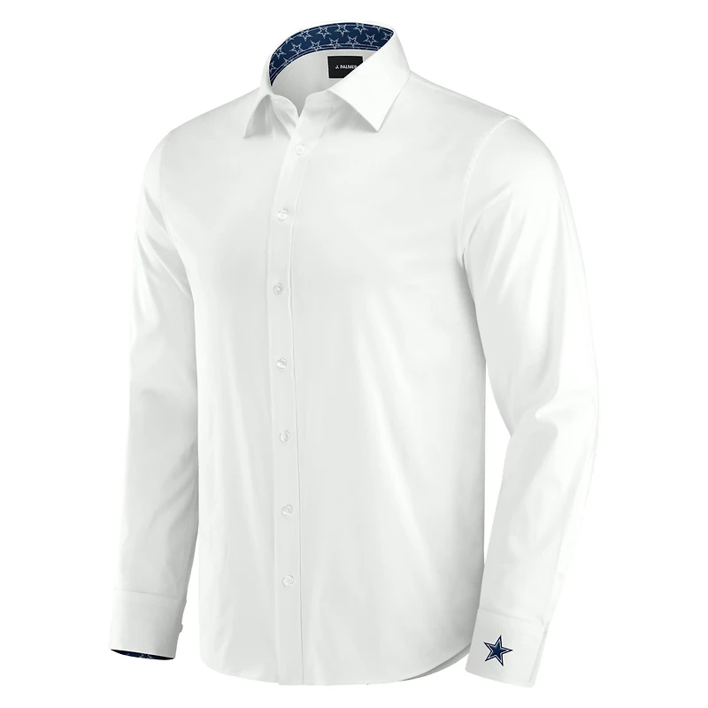 Chemise boutonnée à manches longues pour homme J. Palmer Dallas Cowboys Man-In-Motion blanche