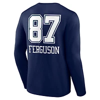 Men's Jake Ferguson Navy Dallas Cowboys Team Wordmark Name & Number Long Sleeve T-Shirt